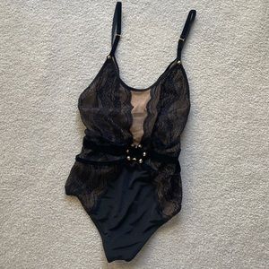 For Love & Lemons Black Lace Bodysuit